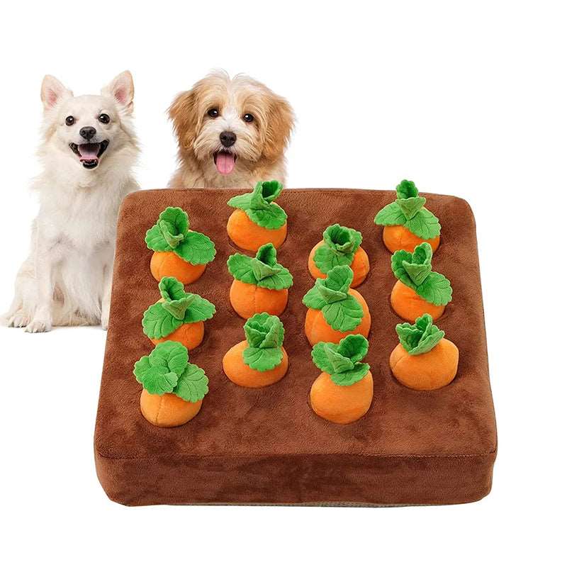 Plush Carrot Interactive Snuffle Mat – Fun Vegetable Pull Toy for Nosework and Food Hiding