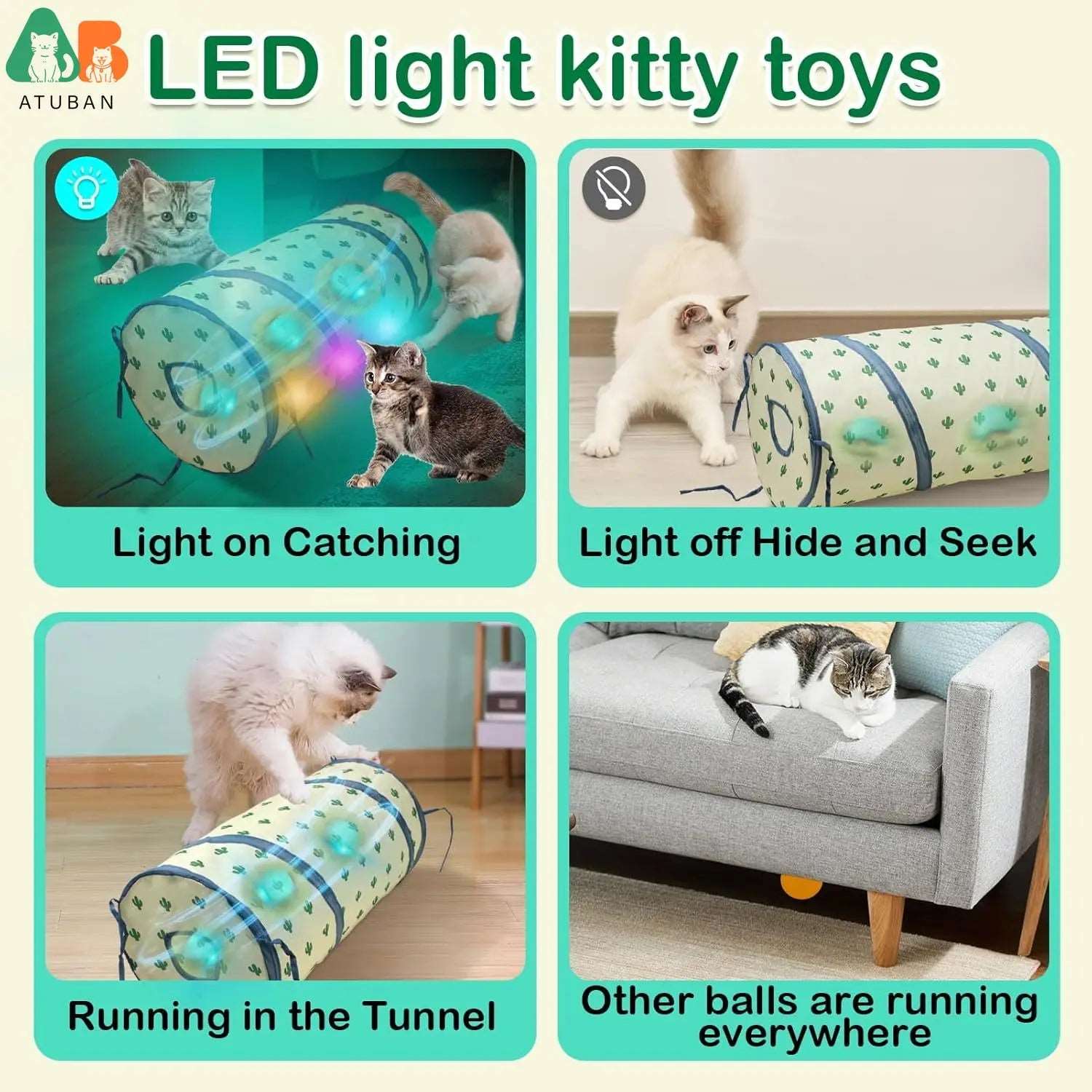 ATUBAN Interactive Cat Toys for Indoor Play – Motion-Activated Fun for Cats