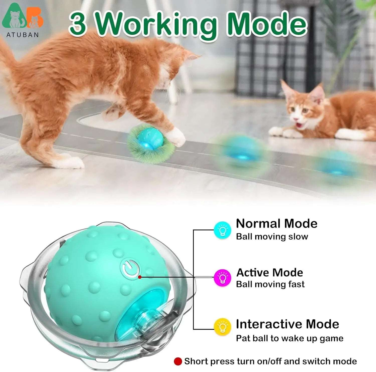 ATUBAN Interactive Cat Toys for Indoor Play – Motion-Activated Fun for Cats