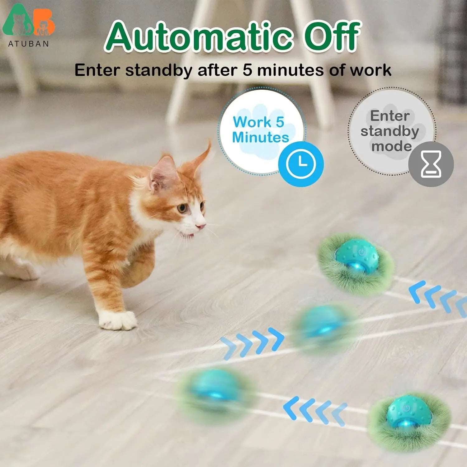 ATUBAN Interactive Cat Toys for Indoor Play – Motion-Activated Fun for Cats