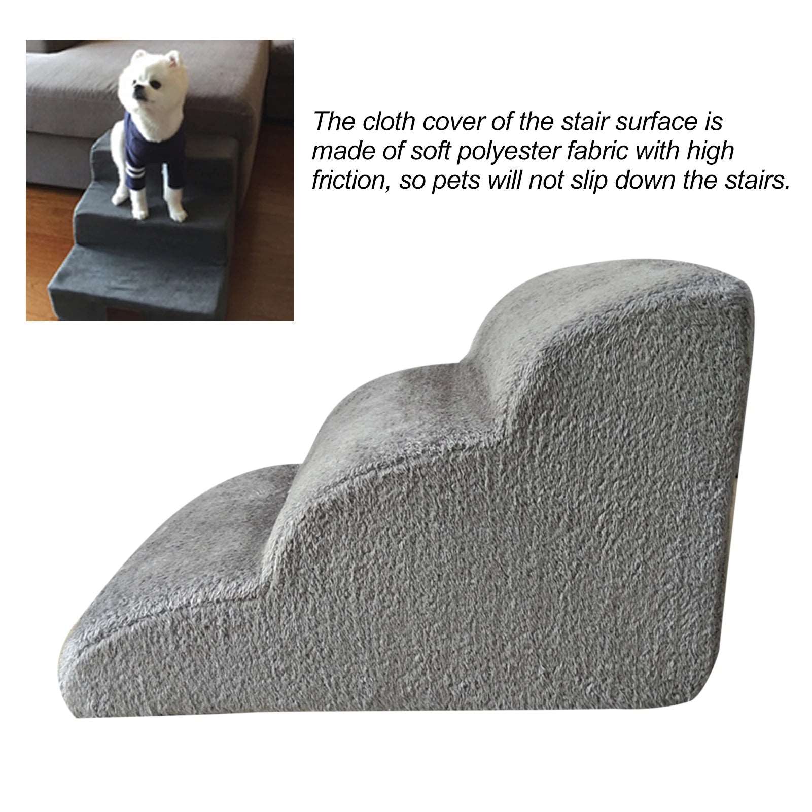 3-Tier Non-Slip Dog Ramp Stairs – Removable and Washable Pet Steps for Beds