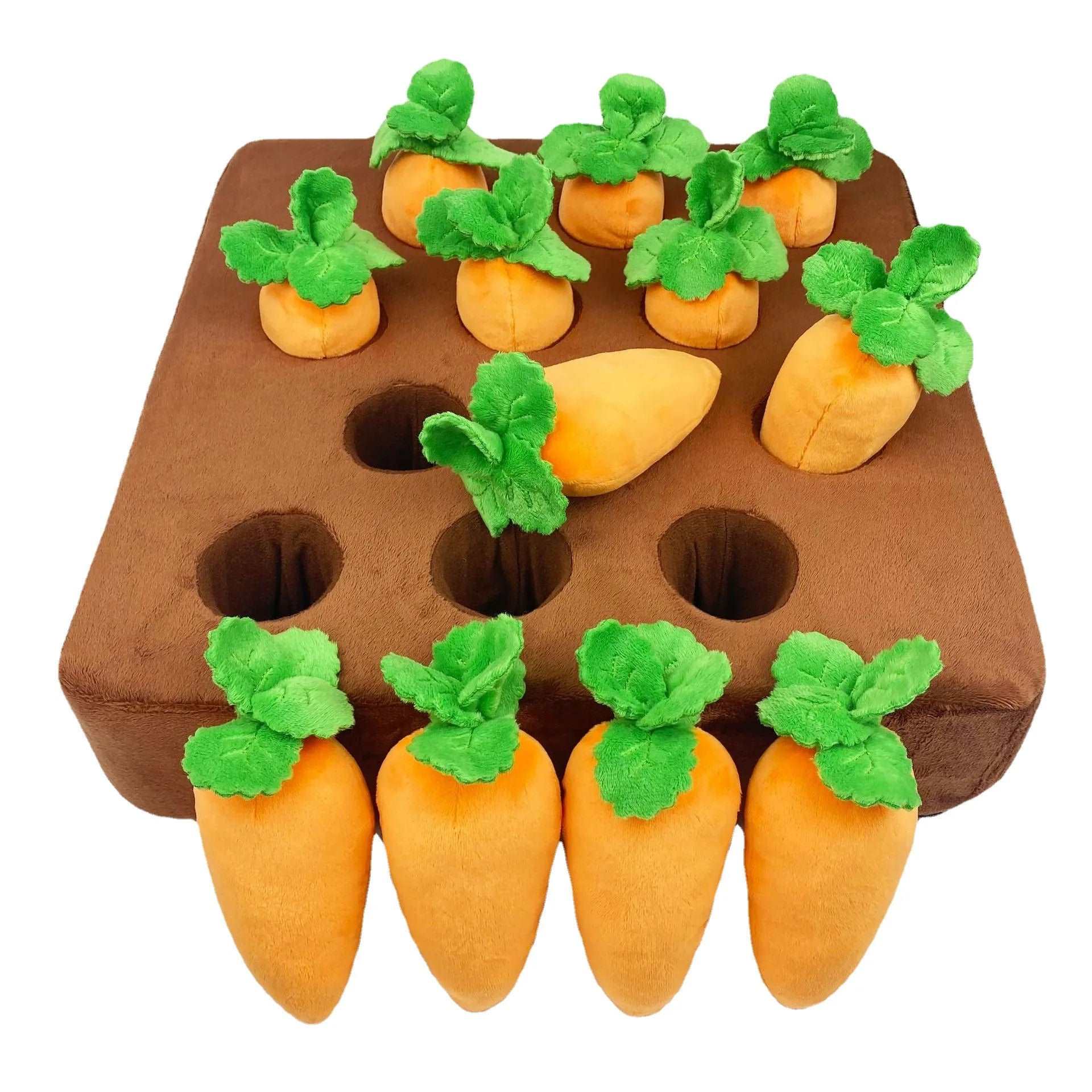 Plush Carrot Interactive Snuffle Mat – Fun Vegetable Pull Toy for Nosework and Food Hiding