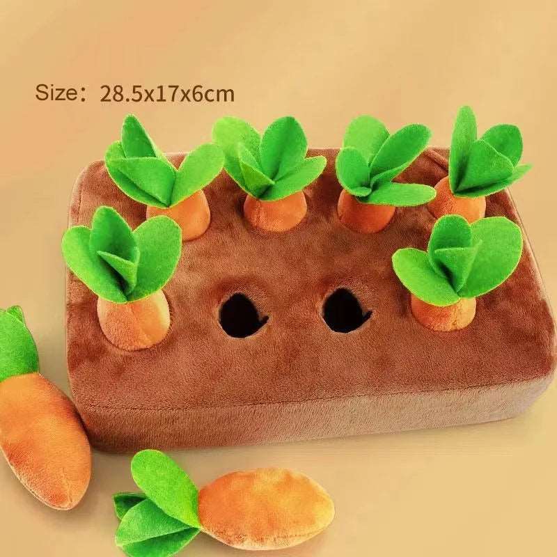 Plush Carrot Interactive Snuffle Mat – Fun Vegetable Pull Toy for Nosework and Food Hiding
