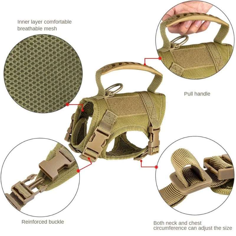 Tactical Dog Harness Vest with Leash – Easy-Control Set for Small Dogs and Puppies